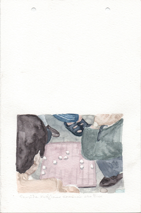 Chinese chess game in Vinh, pencil and watercolours on paper, 22,8 x 15 cm, 2017  Chinese chess game in Vinh, pencil and watercolours on paper, 22,8 x 15 cm, 2017