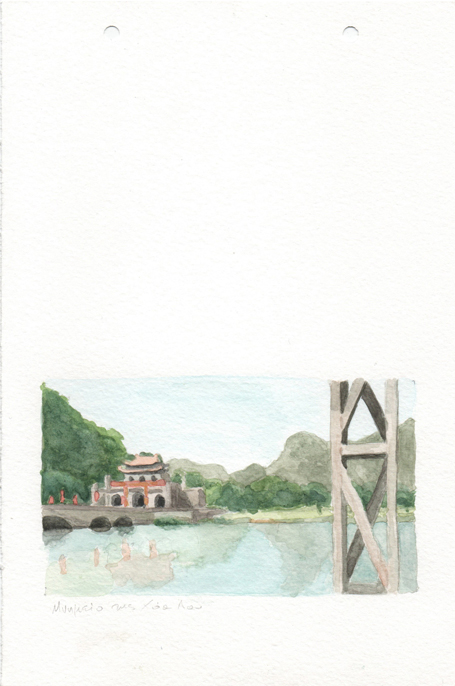 Monument in Hoa Lu, pencil and watercolours on paper, 22,8 x 15 cm, 2017  Monument in Hoa Lu, pencil and watercolours on paper, 22,8 x 15 cm, 2017